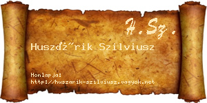 Huszárik Szilviusz névjegykártya